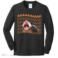 Opossum Screaming Funny Possum Trash Cat Meme Kids Long Sleeve Shirt thumb 0