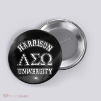 Old School Fraternity Comedy Property Harrison University Button thumb 0