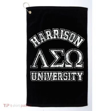 Old School Fraternity Comedy Property Harrison University Golf Towel