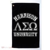 Old School Fraternity Comedy Property Harrison University Golf Towel thumb 0