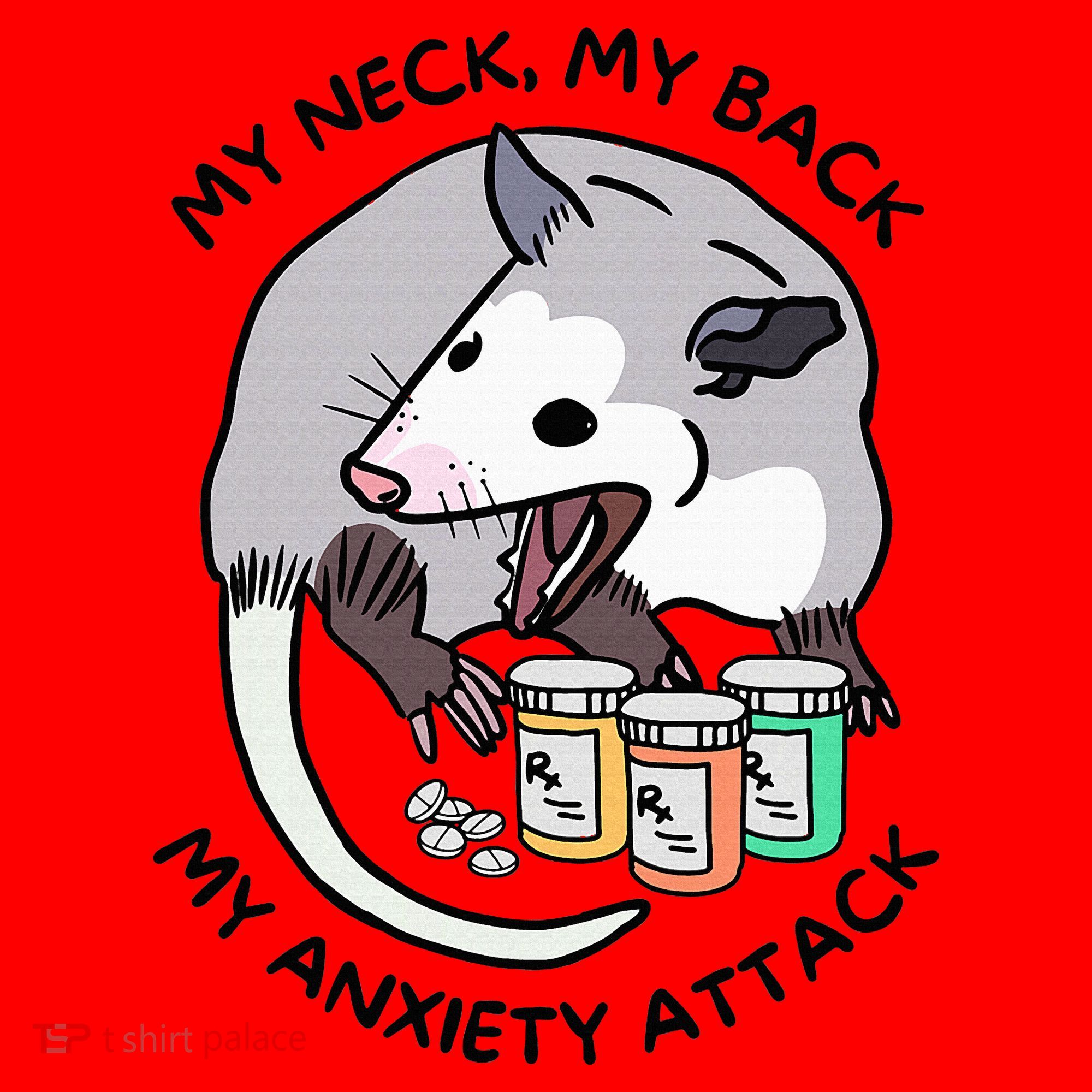 Opossum Screaming Funny My Neck My Back My Anxiety Attack Santa Hat