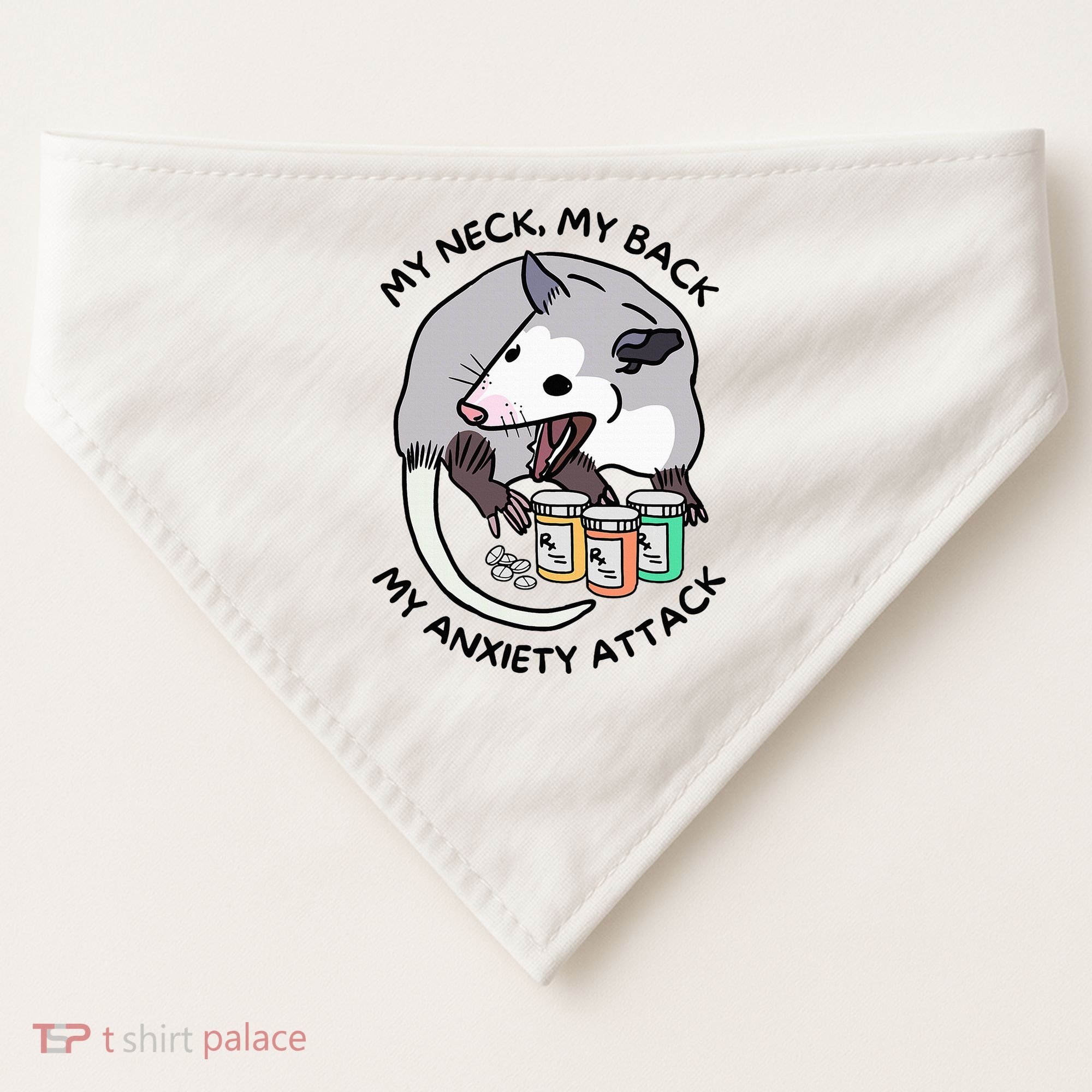 Opossum Screaming Funny My Neck My Back My Anxiety Attack USA-Made Doggie Bandana