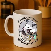 Opossum Screaming Funny My Neck My Back My Anxiety Attack Coffee Mug thumb 4