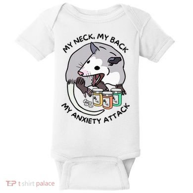 Opossum Screaming Funny My Neck My Back My Anxiety Attack Baby Bodysuit