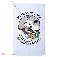 Opossum Screaming Funny My Neck My Back My Anxiety Attack Golf Towel thumb 0