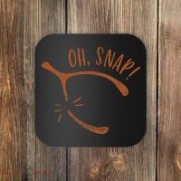 Oh Snap! Funny Turkey Day Print Wishbone Happy Thanksgiving Coaster thumb 0