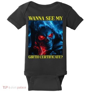 Oddly Specific Funny Girth Certificate Baby Bodysuit