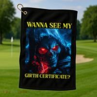 Oddly Specific Funny Girth Certificate Golf Towel thumb 1