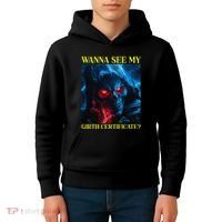 Oddly Specific Funny Girth Certificate Kids Hoodie thumb 4