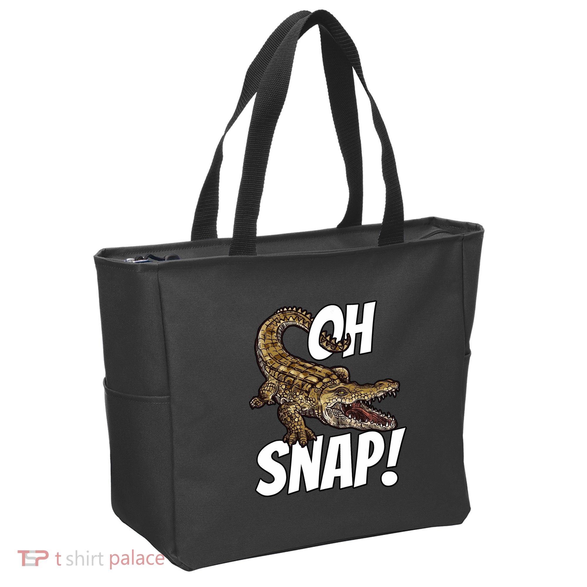 Oh Snap Funny Alligator Gator Crocodile Graphic Adults Tote Bag