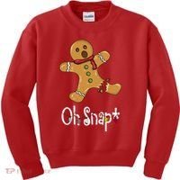 Oh Snap Funny Gingerbread Cookie Kids Sweatshirt thumb 0