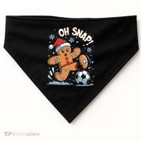 Oh Snap Gingerbreadman Christmas Soccer USA-Made Doggie Bandana thumb 0