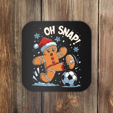 Oh Snap Gingerbreadman Christmas Soccer Coaster