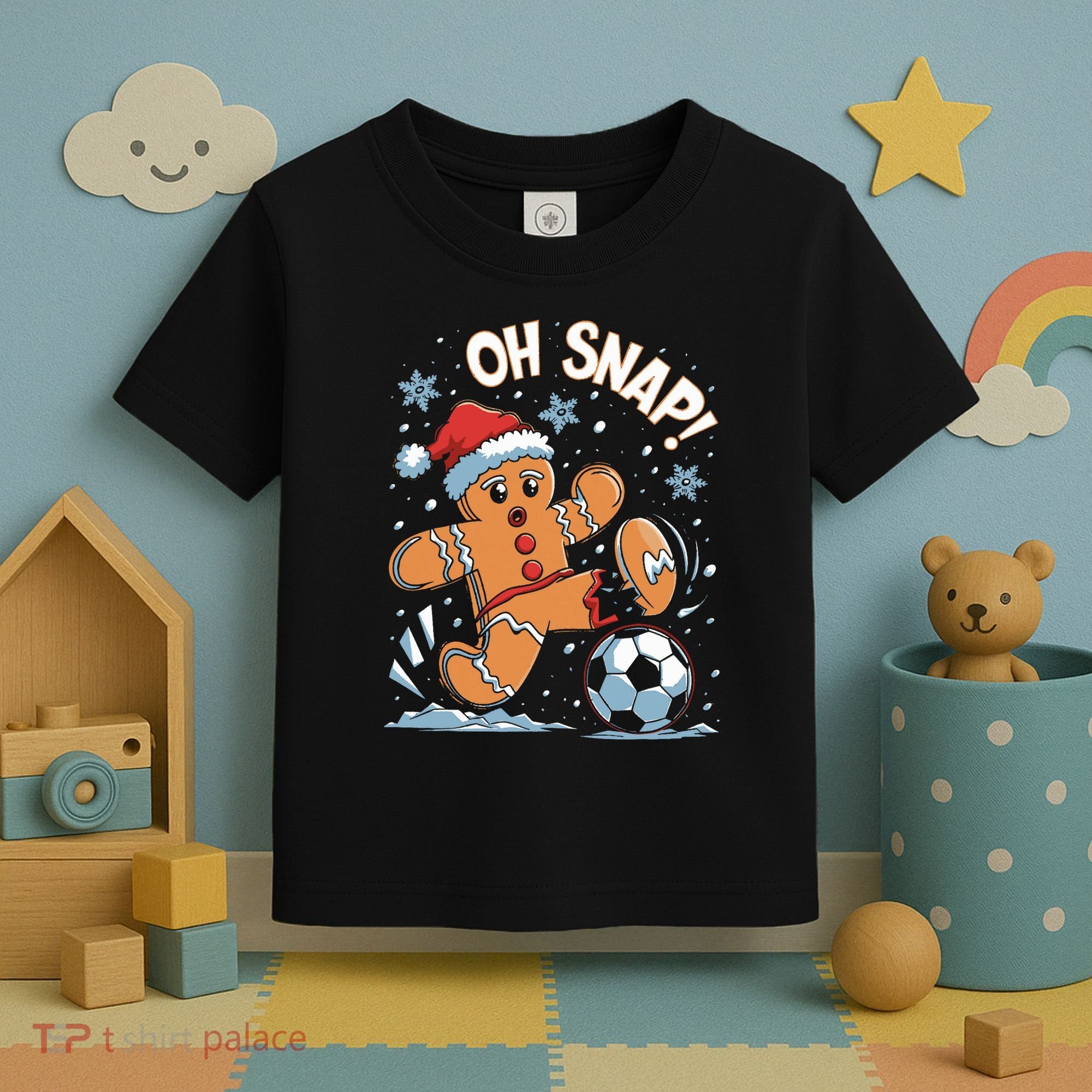 Oh Snap Gingerbreadman Christmas Soccer Toddler T-Shirt