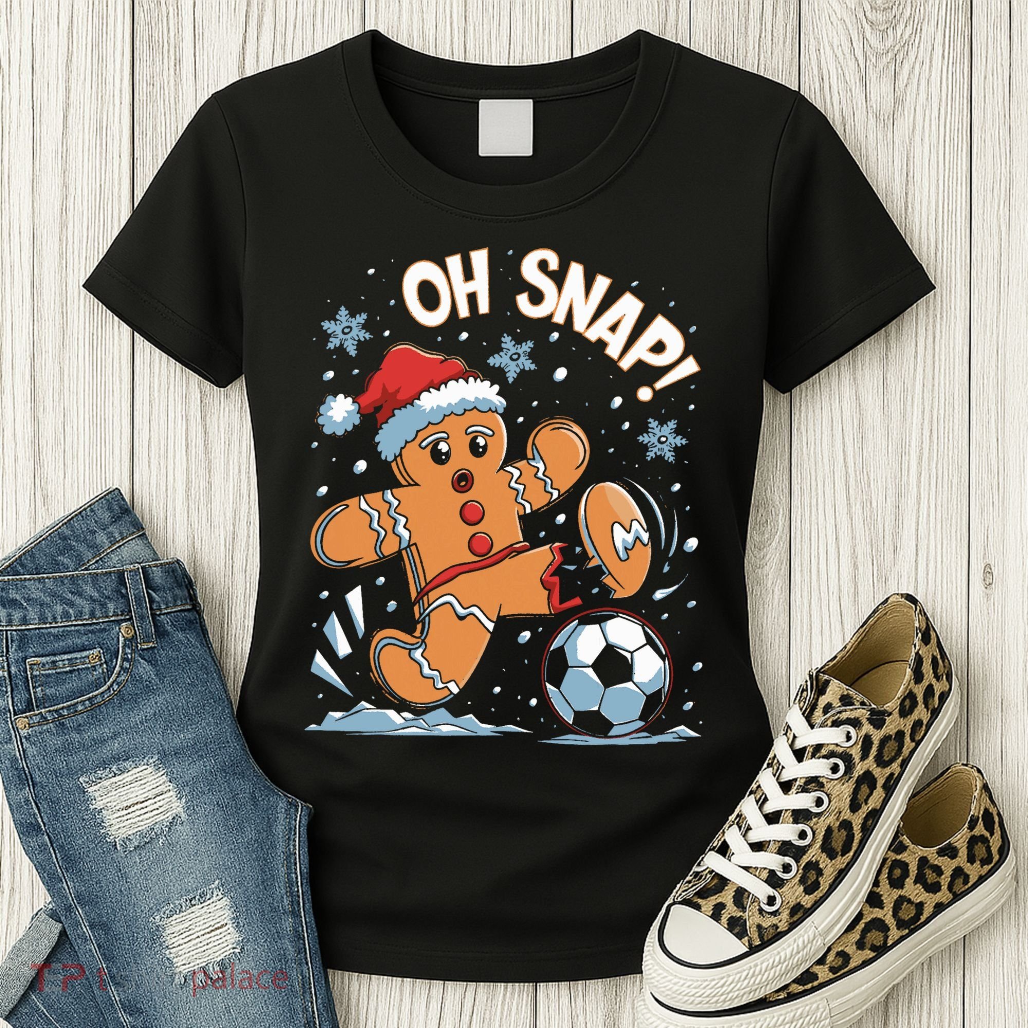 Oh Snap Gingerbreadman Christmas Soccer Women's T-Shirt