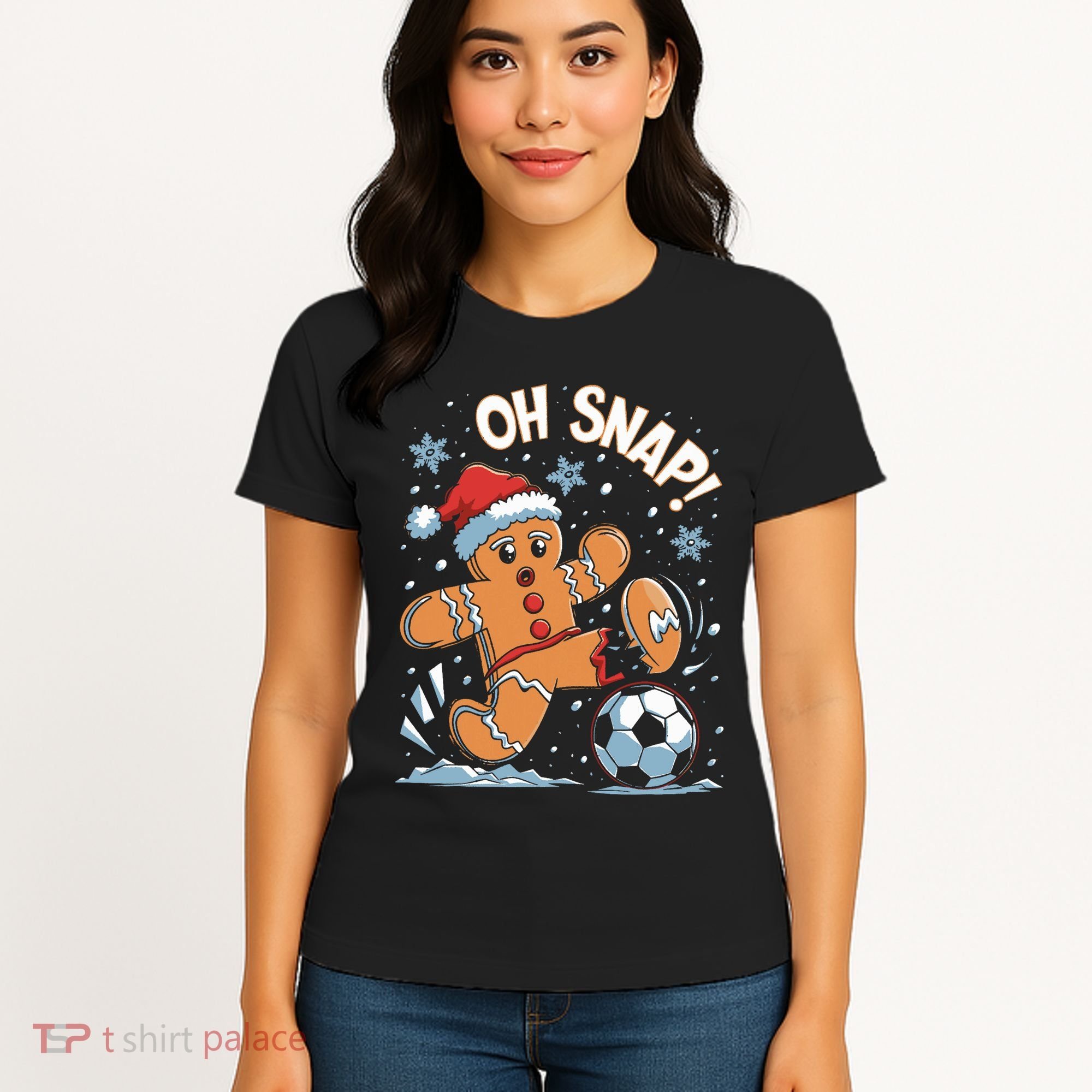 Oh Snap Gingerbreadman Christmas Soccer Women's T-Shirt