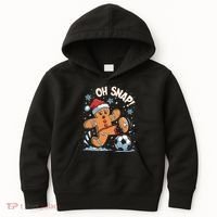 Oh Snap Gingerbreadman Christmas Soccer Kids Hoodie thumb 0