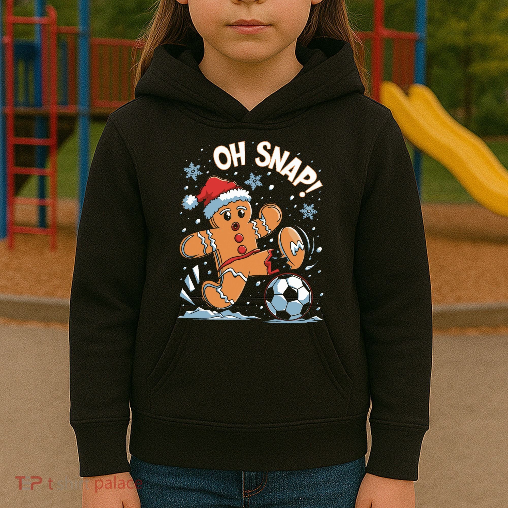Oh Snap Gingerbreadman Christmas Soccer Kids Hoodie