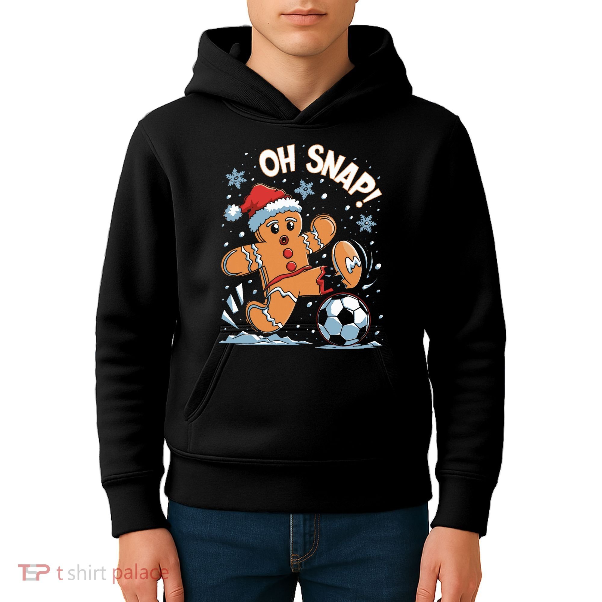 Oh Snap Gingerbreadman Christmas Soccer Kids Hoodie