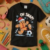 Oh Snap Gingerbreadman Christmas Soccer Kids T-Shirt thumb 3
