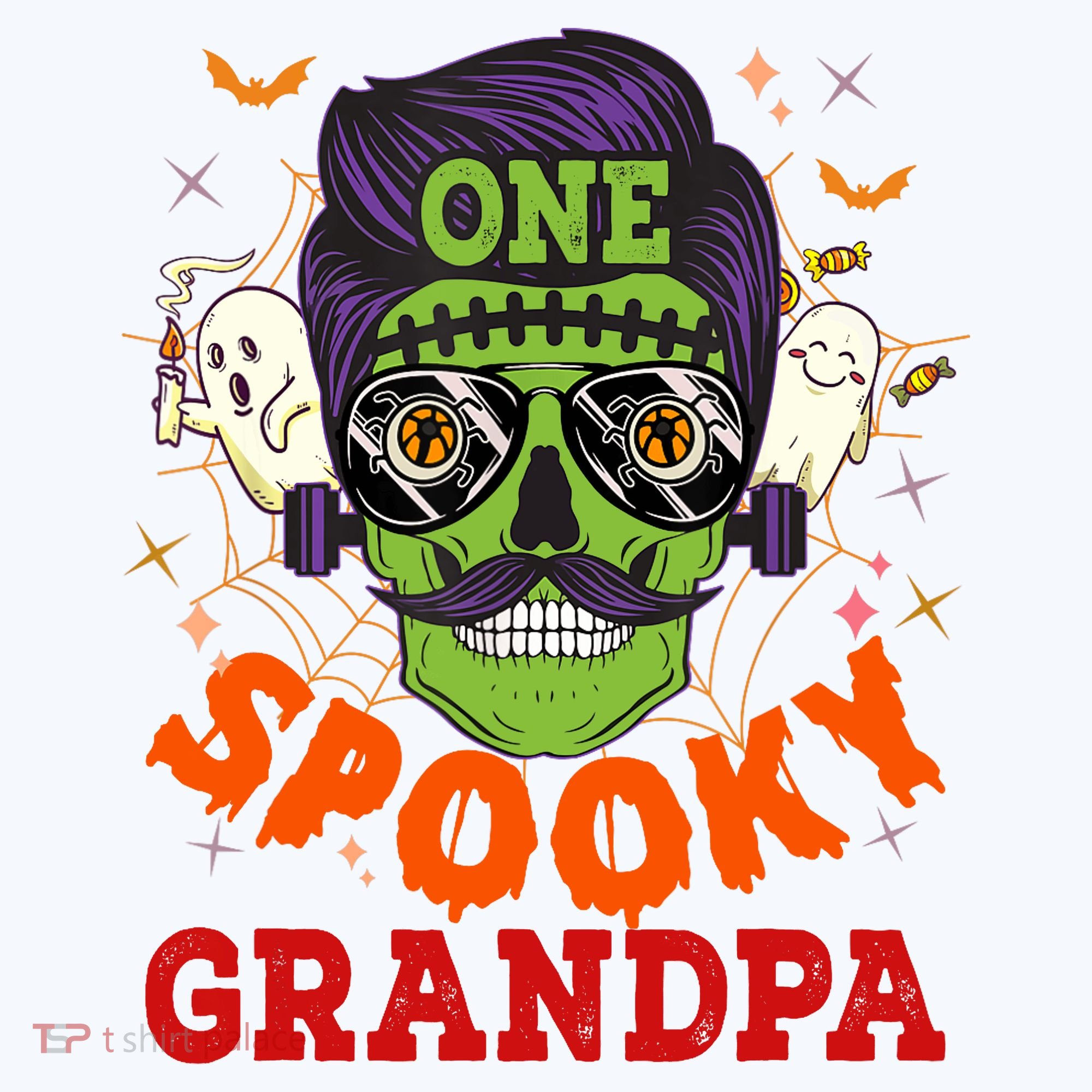 One Spooky Grandpa Halloween Horror Man Sunglasses Family Sweatshirt