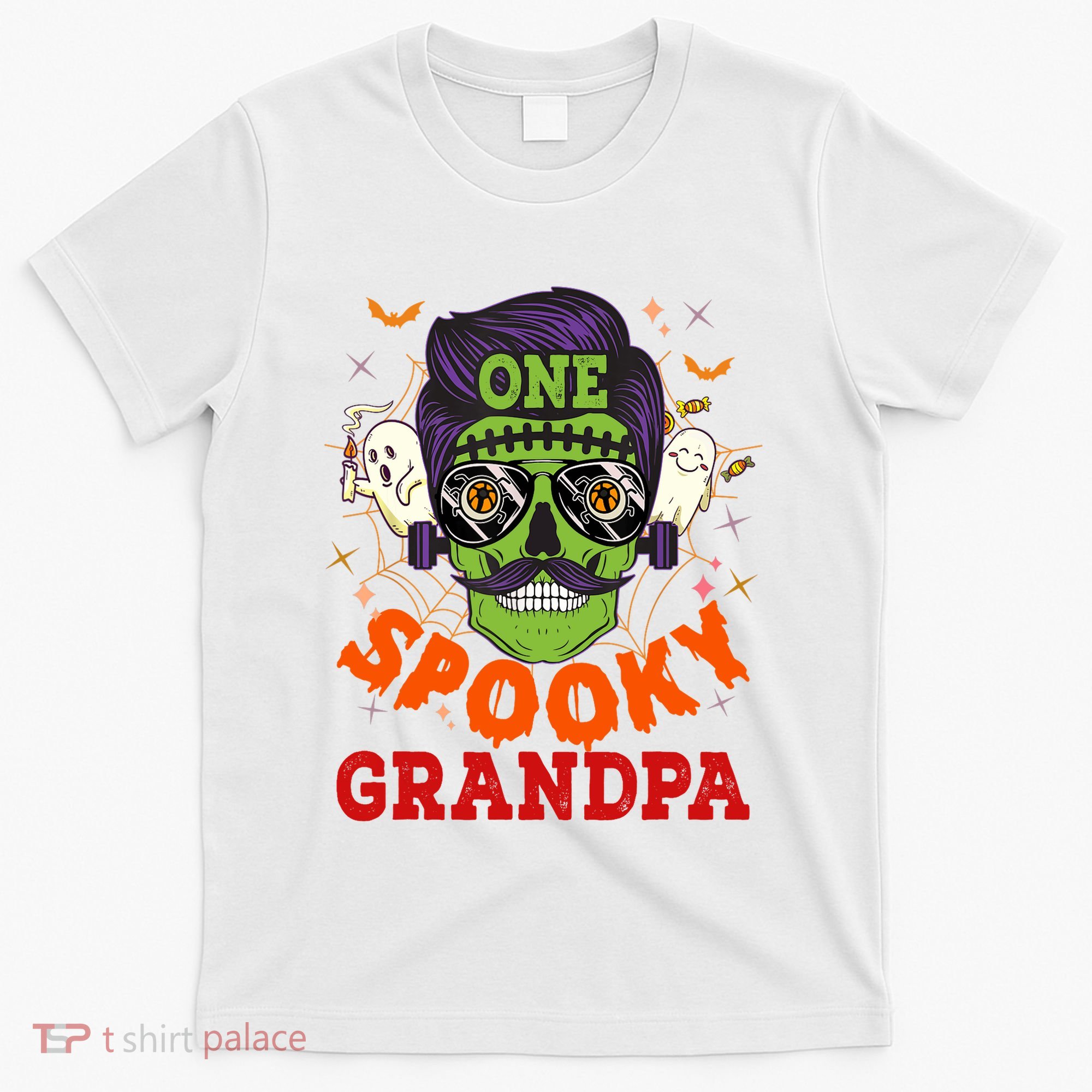 One Spooky Grandpa Halloween Horror Man Sunglasses Family T-Shirt