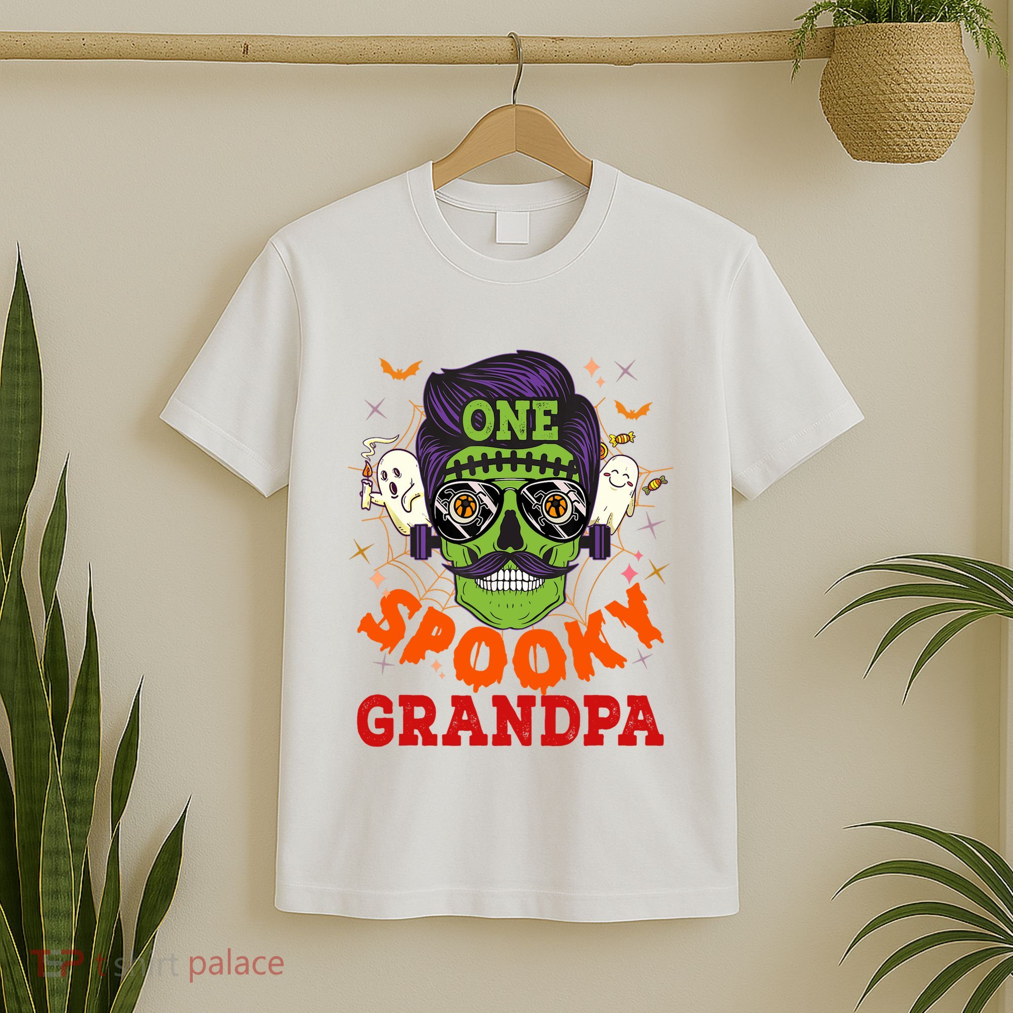 One Spooky Grandpa Halloween Horror Man Sunglasses Family T-Shirt