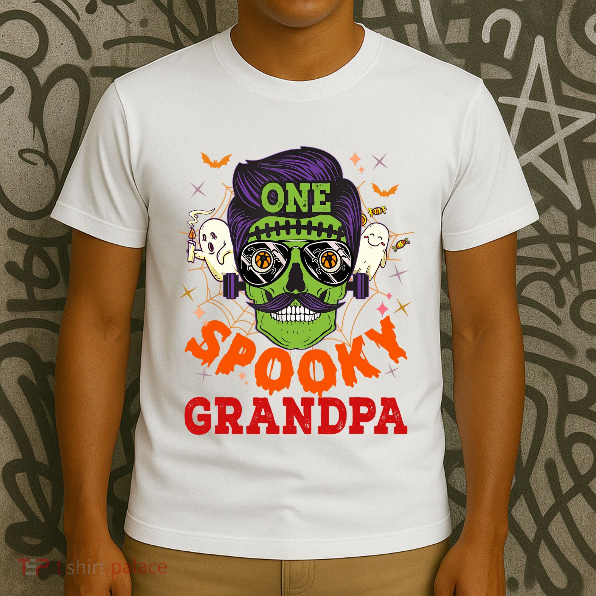 One Spooky Grandpa Halloween Horror Man Sunglasses Family T-Shirt