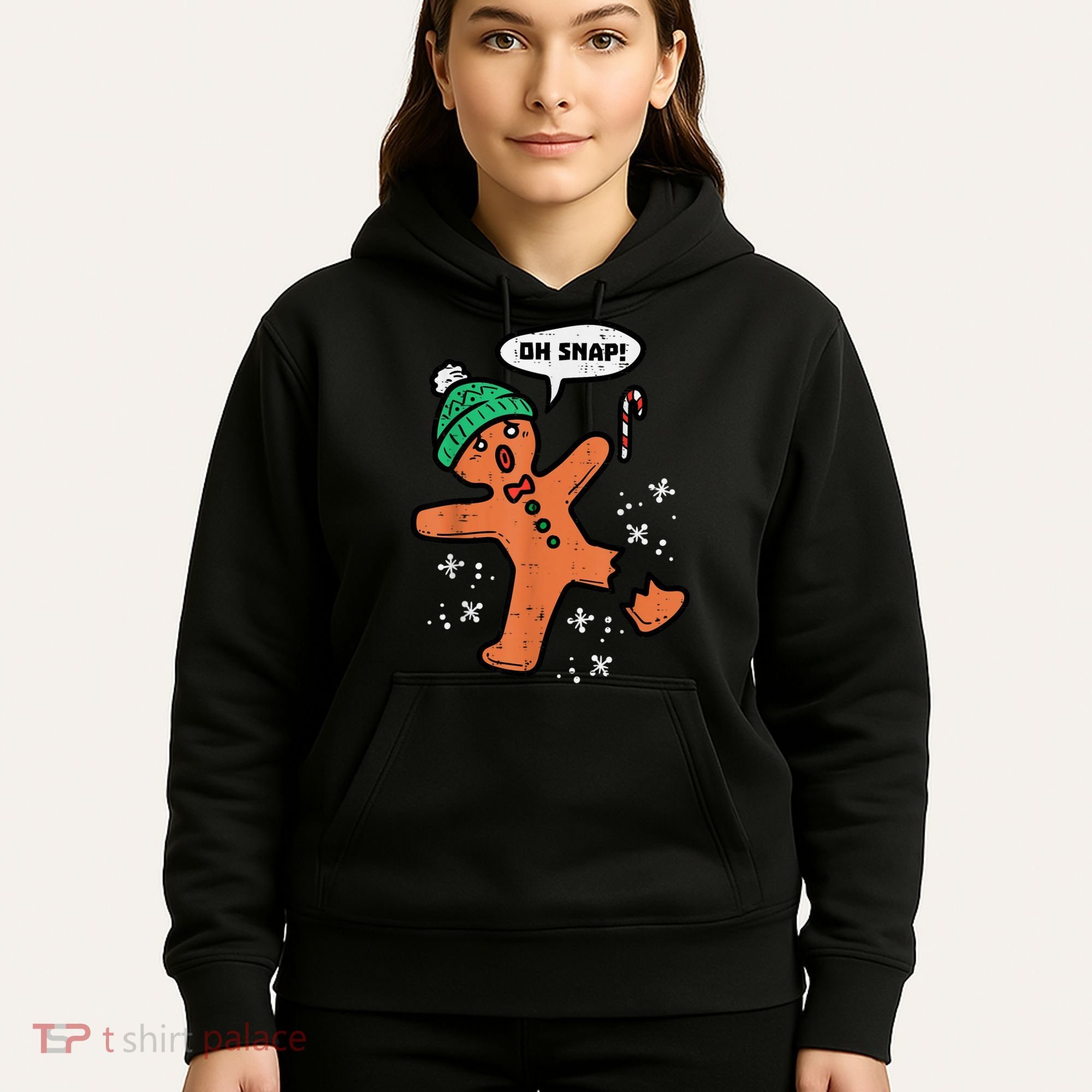 Oh Snap Gingerbread Man Funny Christmas Xmas Women Hoodie