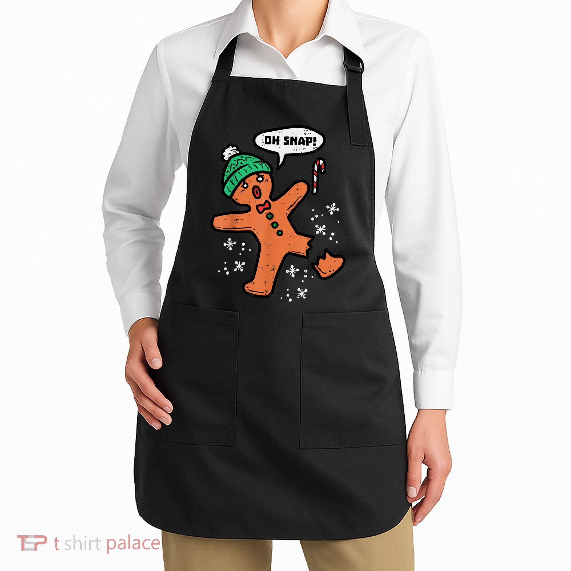 Oh Snap Gingerbread Man Funny Christmas Xmas Women Apron