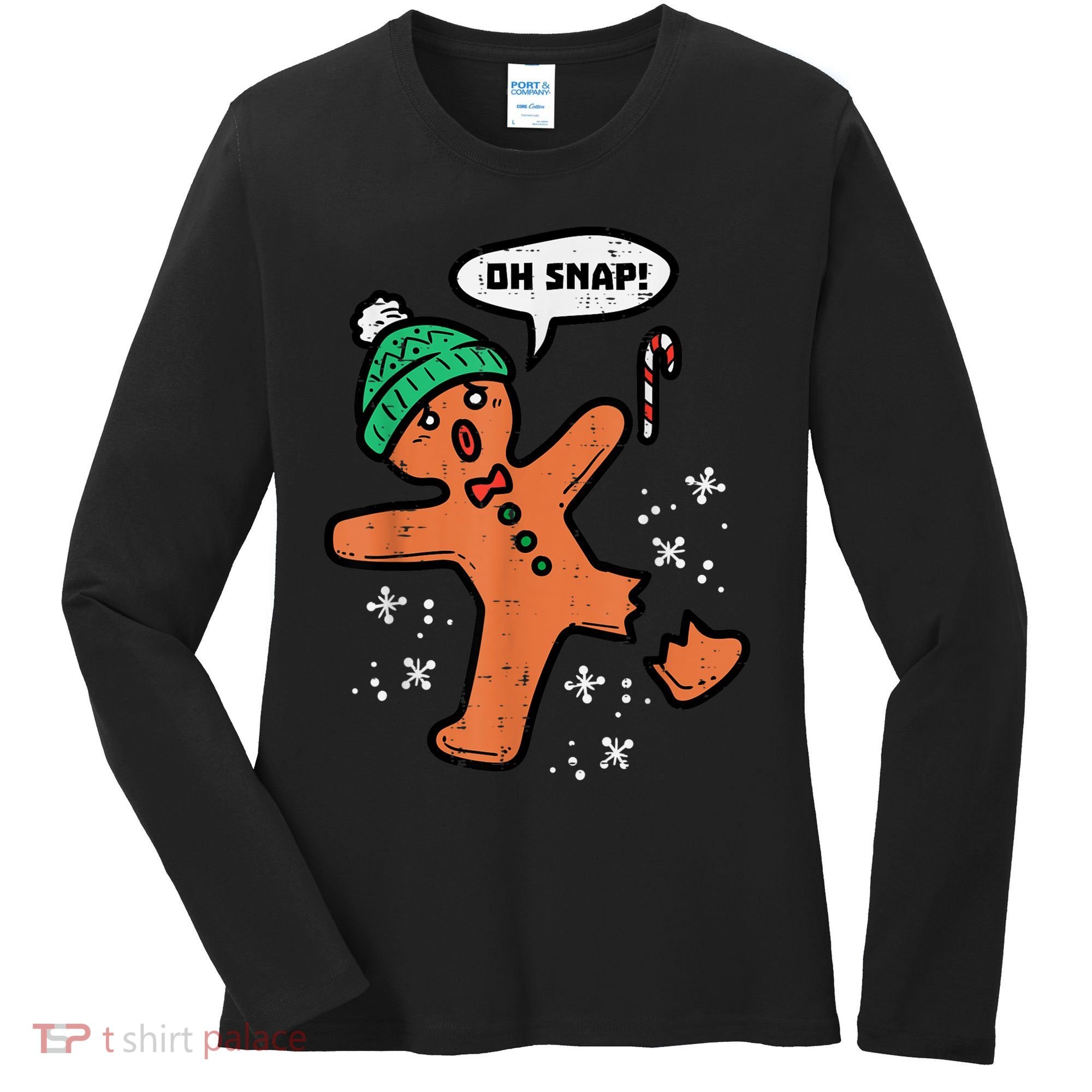 Oh Snap Gingerbread Man Funny Christmas Xmas Women Women's Long Sleeve Shirt
