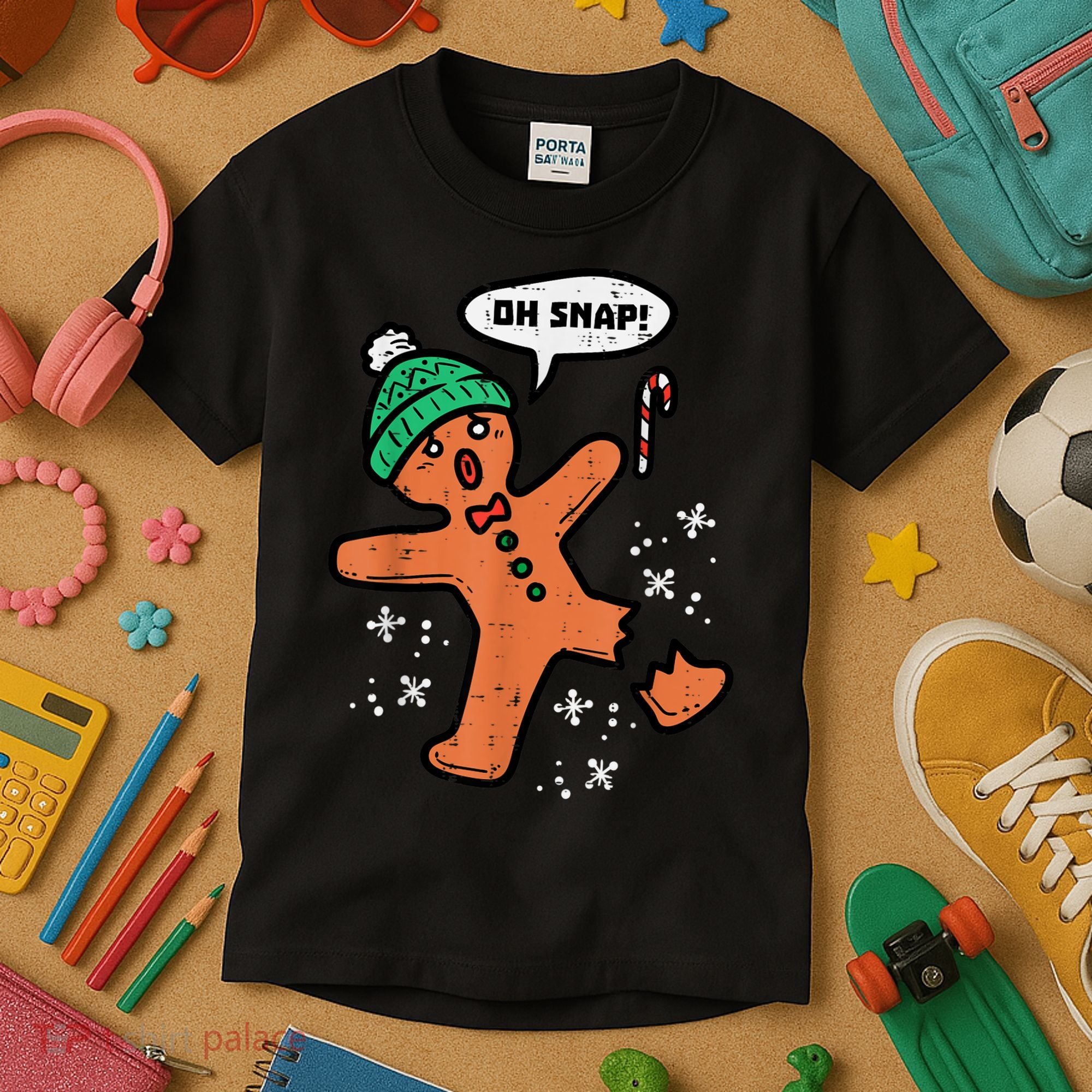Oh Snap Gingerbread Man Funny Christmas Xmas Women Kids T-Shirt