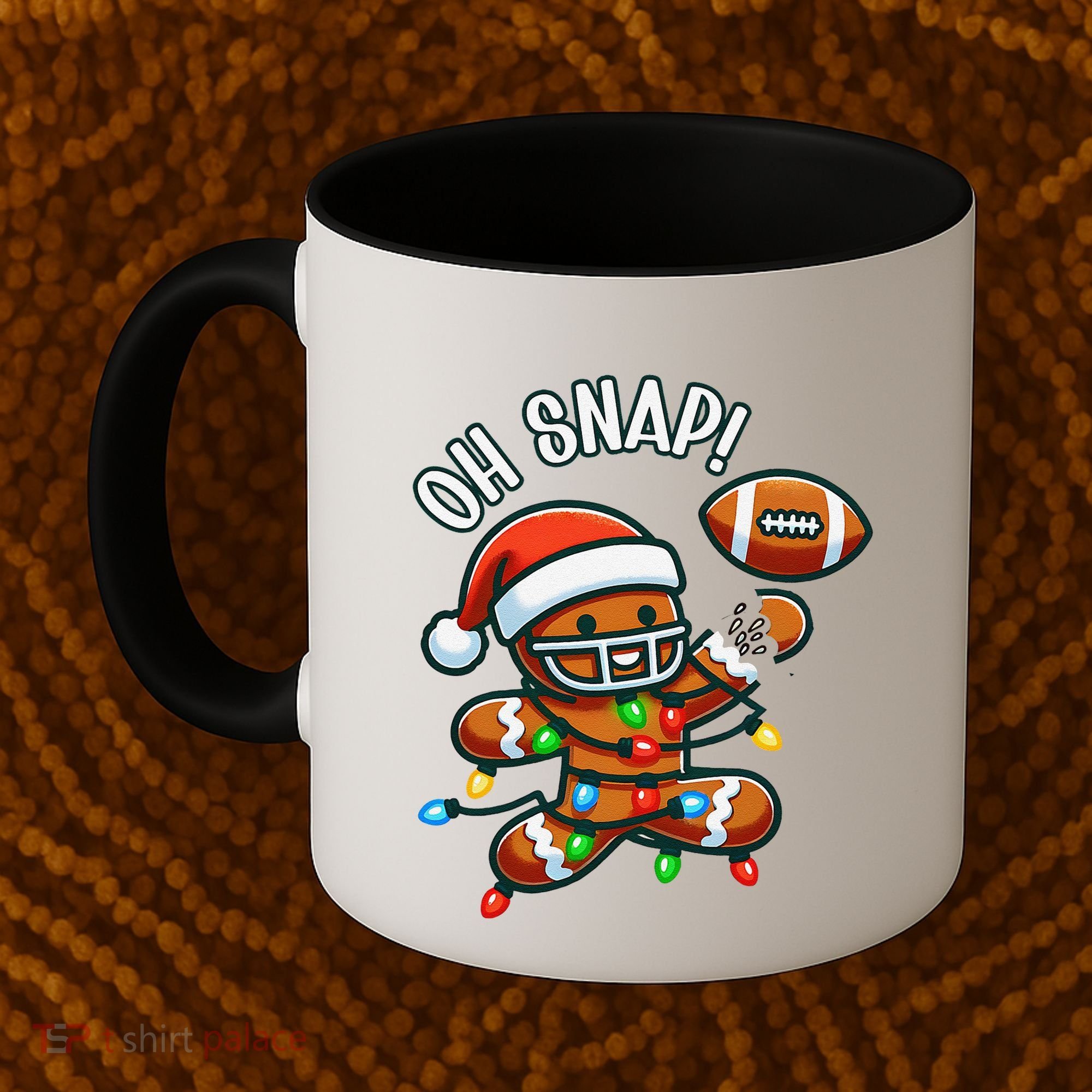 Oh Snap Gingerbreadman Christmas Football Coffee Mug
