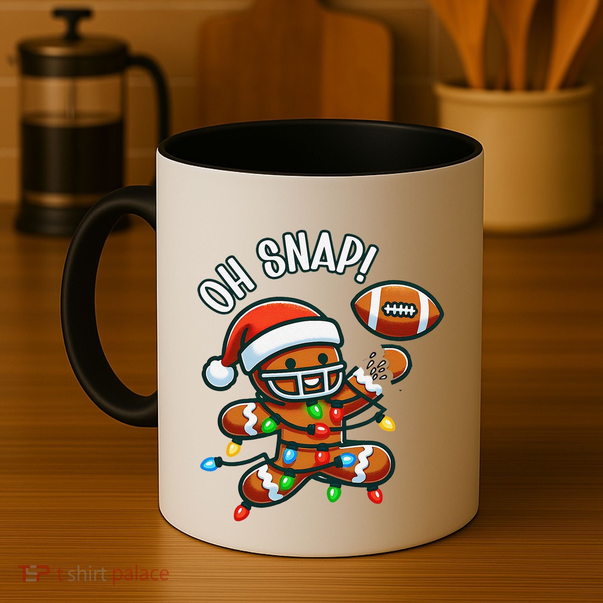 Oh Snap Gingerbreadman Christmas Football Coffee Mug