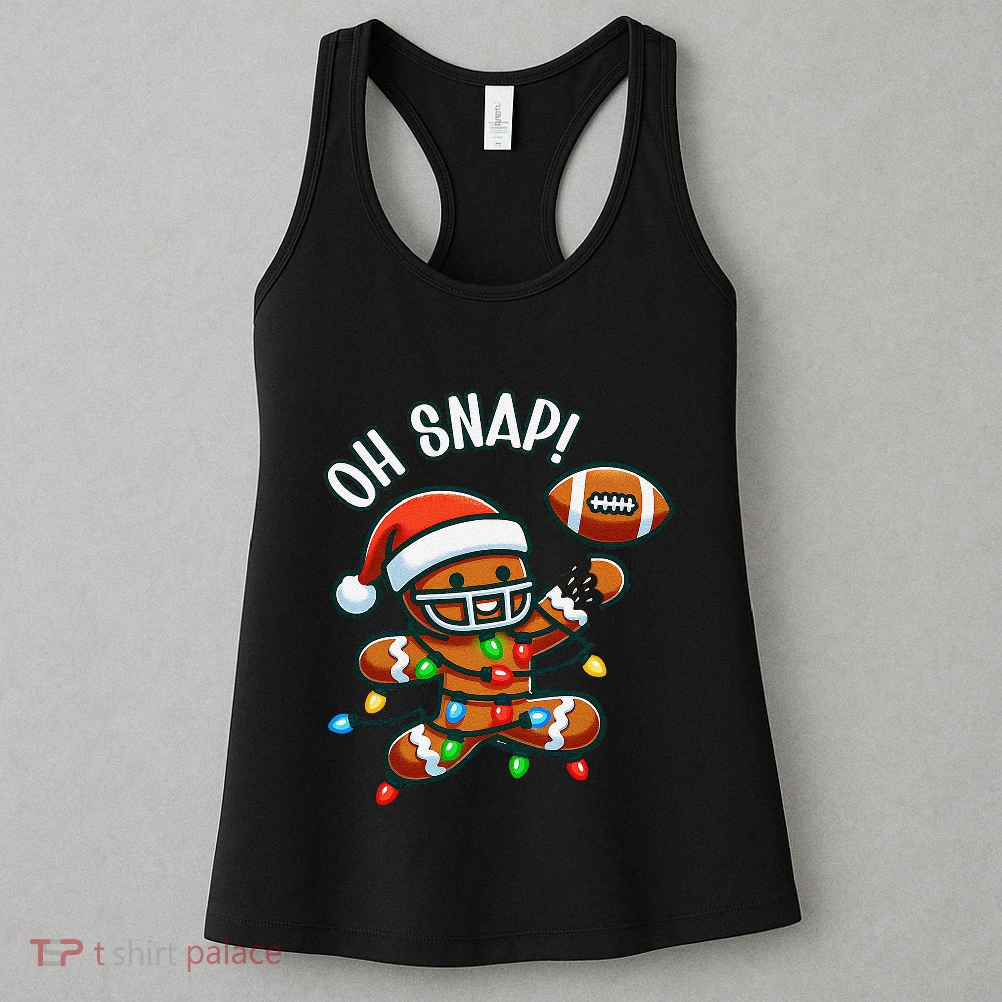 Oh Snap Gingerbreadman Christmas Football Women's Tank Top
