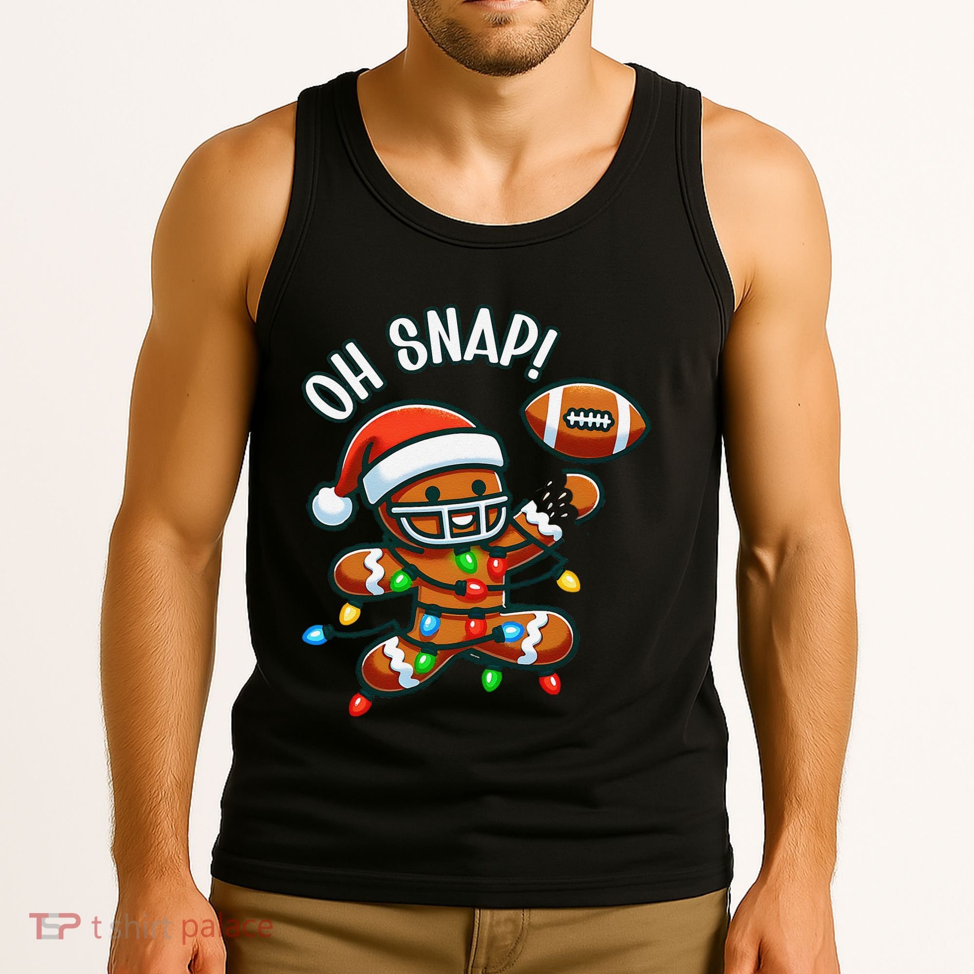 Oh Snap Gingerbreadman Christmas Football Tank Top
