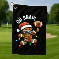 Oh Snap Gingerbreadman Christmas Football Golf Towel thumb 1