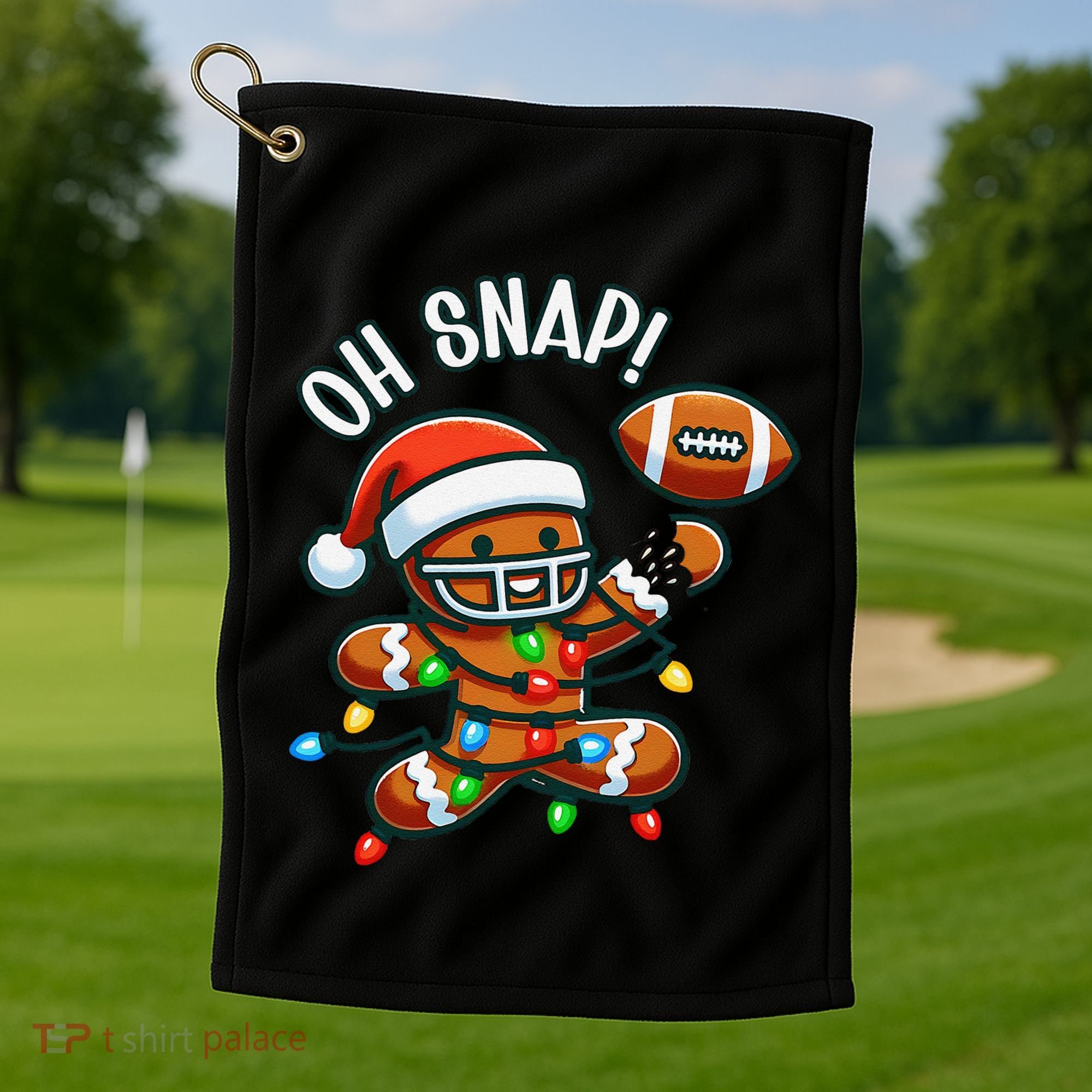 Oh Snap Gingerbreadman Christmas Football Golf Towel