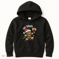 Oh Snap Gingerbreadman Christmas Football Kids Hoodie thumb 0