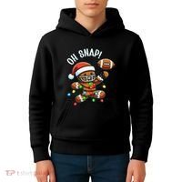 Oh Snap Gingerbreadman Christmas Football Kids Hoodie thumb 4