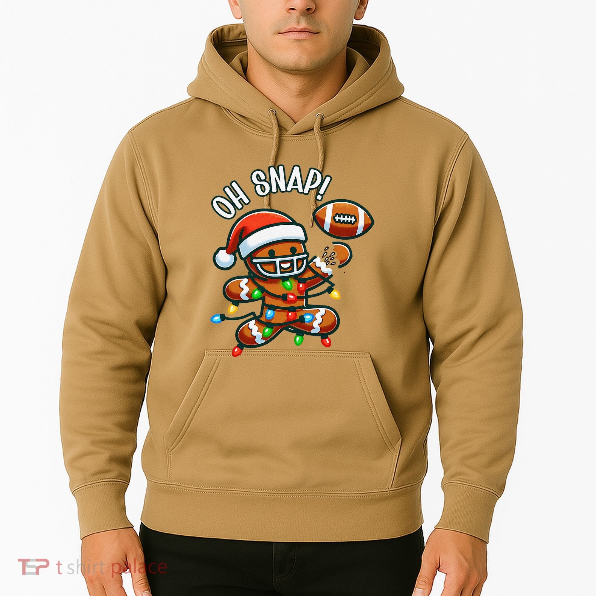 Oh Snap Gingerbreadman Christmas Football Hoodie