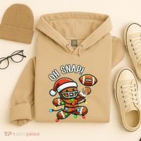 Oh Snap Gingerbreadman Christmas Football Hoodie thumb 4