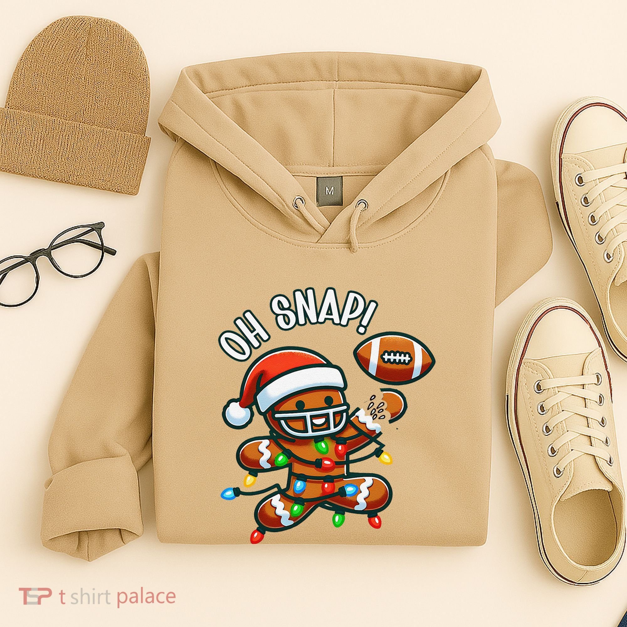 Oh Snap Gingerbreadman Christmas Football Hoodie