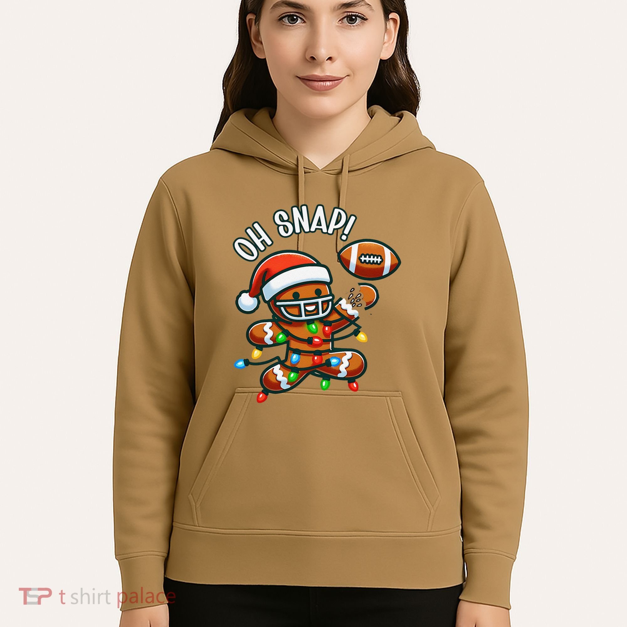 Oh Snap Gingerbreadman Christmas Football Hoodie