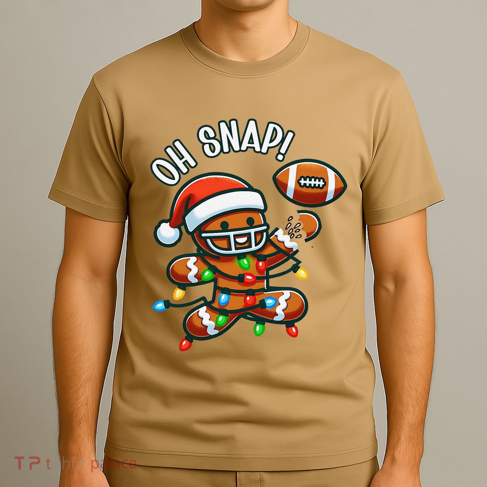 Oh Snap Gingerbreadman Christmas Football T-Shirt