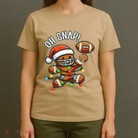 Oh Snap Gingerbreadman Christmas Football T-Shirt thumb 4