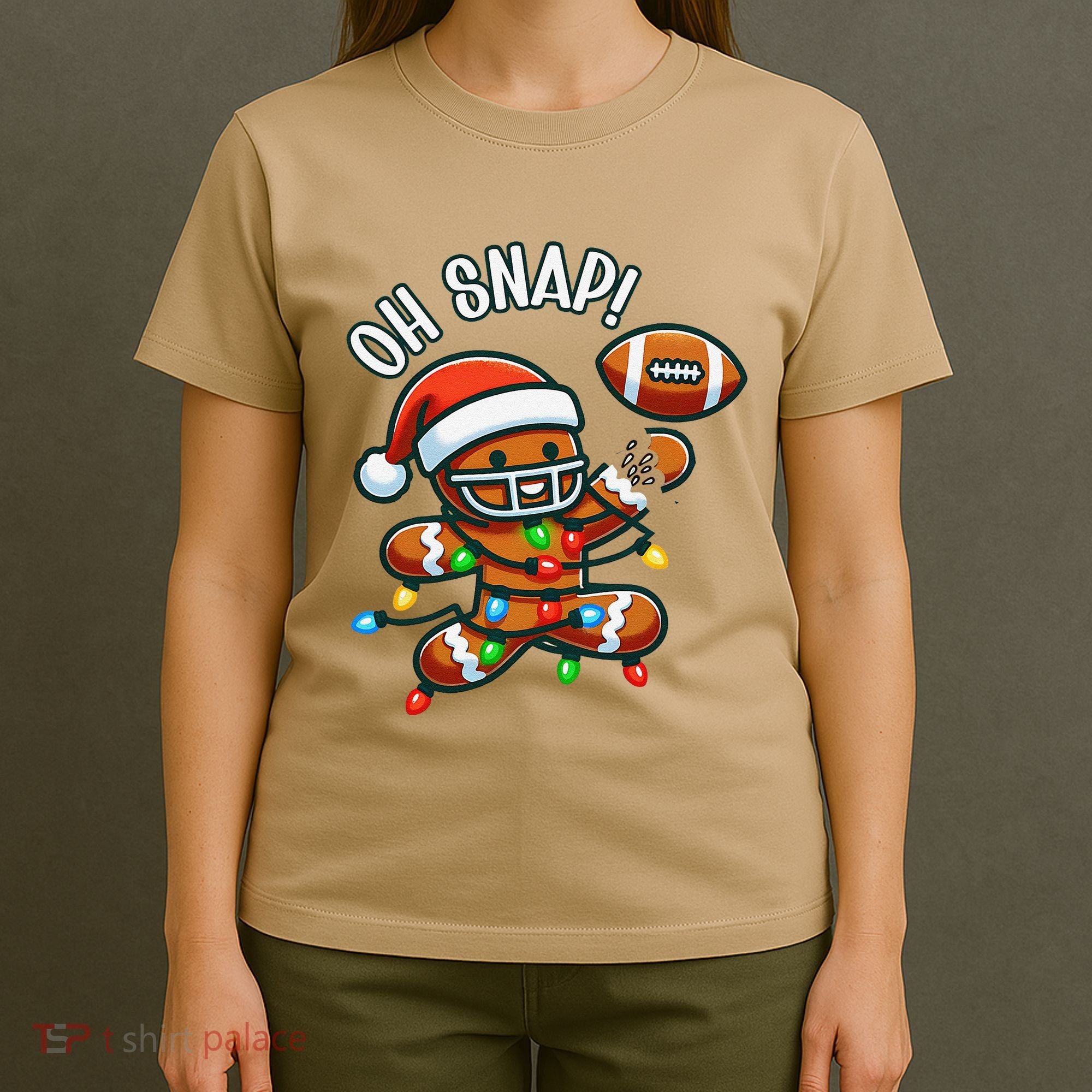 Oh Snap Gingerbreadman Christmas Football T-Shirt