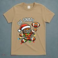 Oh Snap Gingerbreadman Christmas Football T-Shirt thumb 5