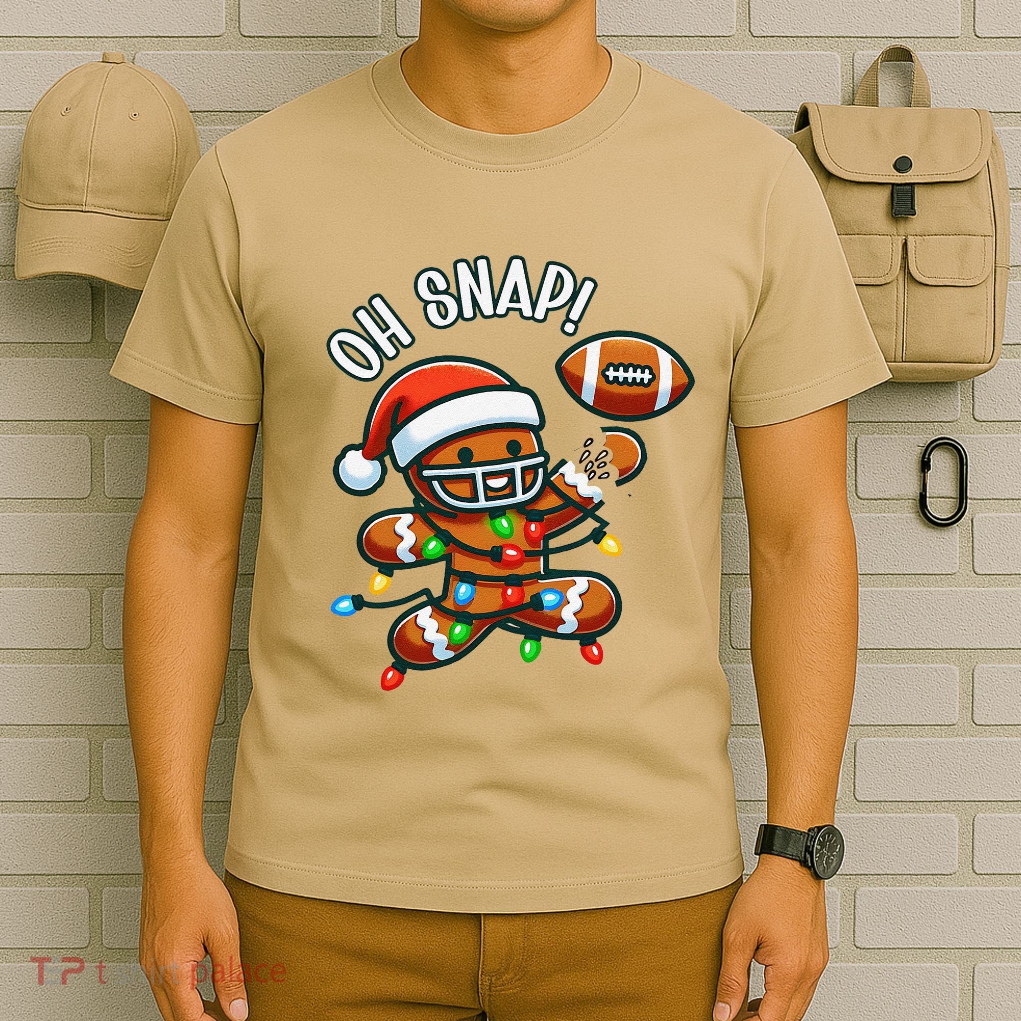 Oh Snap Gingerbreadman Christmas Football T-Shirt