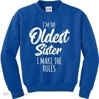 Oldest Sister Gift I Make The Rules Funny Matching Sibling Funny Gift Kids Sweatshirt thumb 0